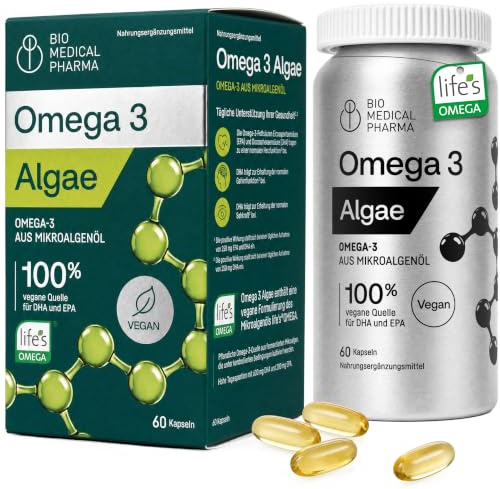 Omega 3 Algenöl Kapseln vegan – 600 mg DHA + 200 mg EPA/Tag, 60 Stück