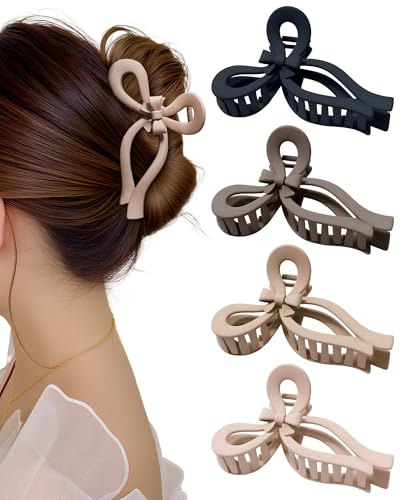WELROG 4 Stück Haarklammer Damen Elegante Haarspangen mit Schleife Haarklammer Groß Dickes Haar Hair Clips for Women