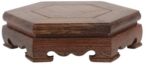 NOLITOY Base Esagonale in Legno Naturale Portavaso e Piedistallo Portaoggetti Rotondo per Esposizione di Vasi e Decorazioni, Resistente a Deformazioni e Sbiadimenti, Adatto per Interni Ed Esterni