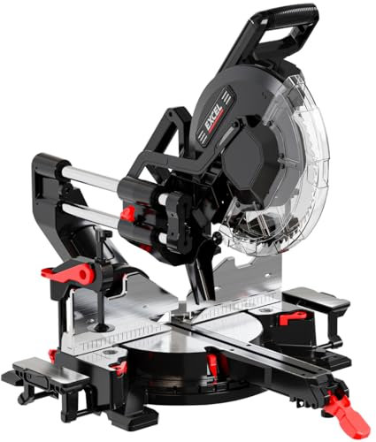 Excel 305mm Sliding Mitre Saw 240V, 2000W with LED Light, 48T Blade, Dust Bag & Extension Arms – Heavy-Duty Saw for Wood, Timber, MDF & More