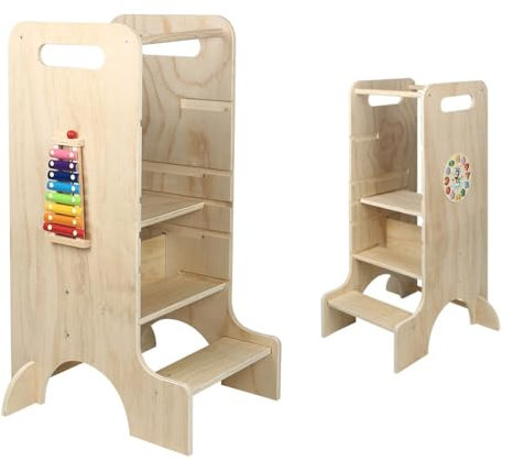 OHMG Lernturm für Kinder, Montessori Beobachtungsturm, 3 in 1, multifunktional, faltbar, Lernturm, Lernturm, ab 1 Jahr