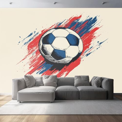 Printed Wallpaper 98.43 x 68.9 (W x H), Non-Woven Mural Wall Paper Simple Sports Football Modern Photo Wallpaper Fashion Home Decor Wall Mural for Bedroom Living Room Color