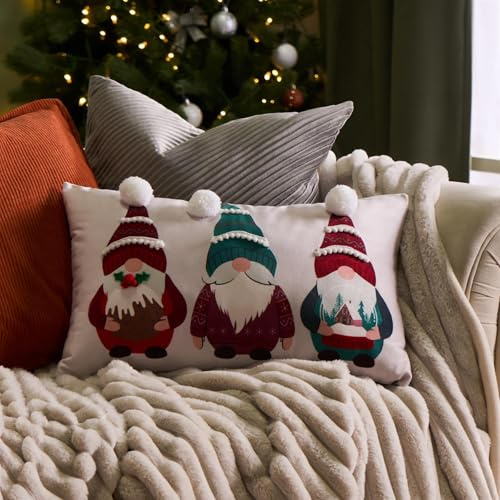 OHS Christmas Throw Pillow Traditional Gonk Scatter Cushion Christmas Decorations Back Support Pillow Soft Cosy Novelty Cushion Seat for Sofa Living Room Bedroom, Beige - 30 x 50cm