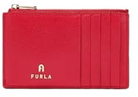 Furla Kartenetui aus Leder, Rubinrot, 13 x 8 x 1,5 cm, 10 Fächer mit zentralem Reißverschluss