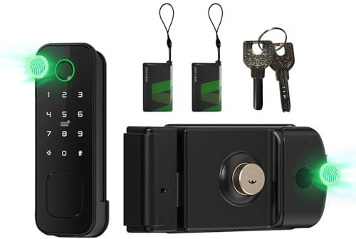 AloveH Cerradura Exterior IP66, Huella Doble y Tarjeta, Impermeable,Negro