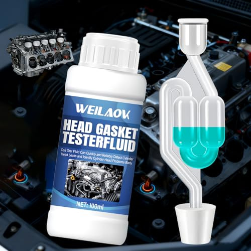 WEILAOK Testeur Joint de Culasse, Test Co2 Joint de Culasse, Test Joint de Culasse, Diagnostic Rapide, Convient pour Tester Les Joints de Culasse de Tous Véhicules et Motos, Kit Universel, 100 ML