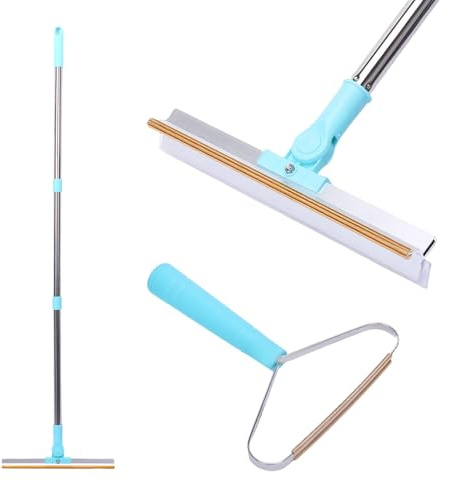 Carpet Brush for Pet Hair Removal Tool Set 46.5” Adjustable Long Handle Reusable Dog Cat Hair Carpet Rake Scraper Remover Roller for Car Rugs Furniture Mats Stairs Couch