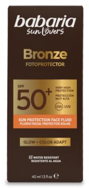 Babaria Glow BB ProtectorSolar SPF50+ con Color 40 ml – Crema Solar 50 Unifica el Tono de la Piel y Protege | Exosomas Aloe, Ácido Hialurónico y Vitamina C