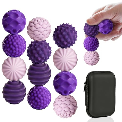 12 Stück Magnetische Fidget Toys, 12PCS Silikon Magnetkugeln Stressball für Kinder Magnetische Bälle Anti-Stress Bälle Spielzeug Sensorik Spielzeug für Autismus, ADHS, Angststörungen (Lila)