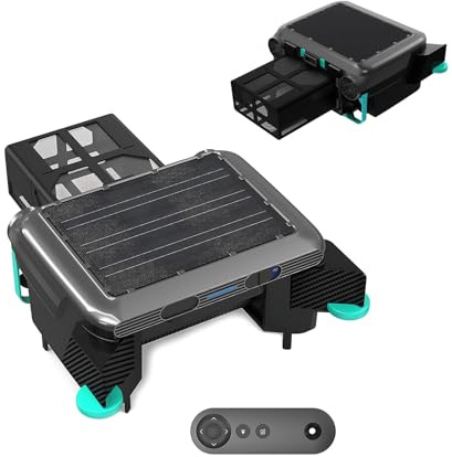 WCXTY Skimmer Solar Piscina-Robot Sin Cable para Limpieza De Agua Superficial con Navegación Zigzag,Contenedor 6L,Compatible con Agua Salada,Mando A Distancia