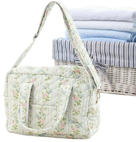 Mammas Blöjväska Quiltad weekendväska i bomullsmix med förvaringsfack
