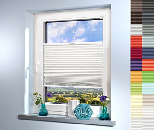 Plissee nach Maß, deutsche Wertarbeit, hochqualitative Wertarbeit, für Fenster und Türen, alle Größen, Maßanfertigung, Jalousie, Faltrollo (Farbe: Off White, Höhe: 131-140cm, Breite: 71-80cm)