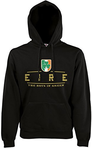 AkyTEX Irland Eire Fan-Hoodie EM-2021 Kapuzenpullover Schwarz L