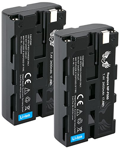 2 batterie di ricambio SK per Sony NP-F550 | 2400 mAh | NP-F530 NP-F750 NP-F960 NP-F970 | per videocamera CCD-TR/CCD-TRV/DCR-TR/DCR-TRV/DSC-CD/MVC-FD