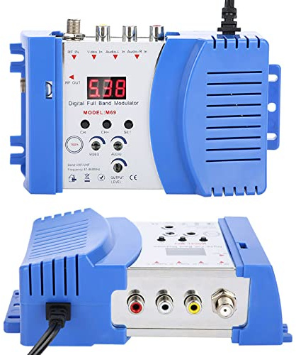 ASHATA Modulatore RF/Video, Modulatore RF Display Digitale Convertitore AV-TV VHF UHF, Modulatore RF Ergonomico con LED per Ricevitore Satellitare/Videocamera/Dvd ECC.(EU)