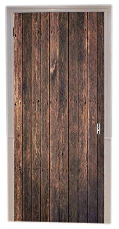 A.Monamour Türtapeten Selbstklebend 3D Grunge Tief Braun Vertikale Holzbohlen Scheunentor Holz Textur Hintergründe Türtapete Türposter Tapete 77x200cm