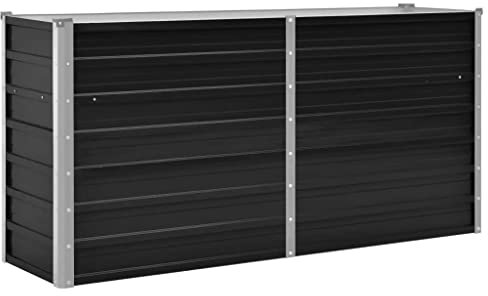 vidaXL Arriate Exterior Grande Macetero Huerto Urbano Maceta XXL Mesa Cultivo Verduras Plantas Flores Acero Galvanizado Gris Antracita 160x40x77 cm