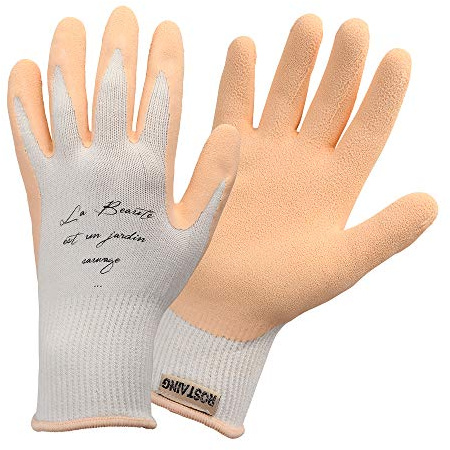 Rostain Nude-IT06 Gartenhandschuhe, waschbar, natürlicher Duft, Eukalyptus, Latex Nude, Größe 06, Rosa/Weiß, 7