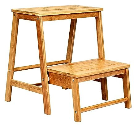 GOPLUS Klappbarer Tritthocker, 48cm hoch Fußbank aus Bambus bis 100 kg belastbar, Trittschemel mit 2 Stufen, Toilettentrainer für Kinder, Ideal für Zuhause, Küche & Garage (Natur)