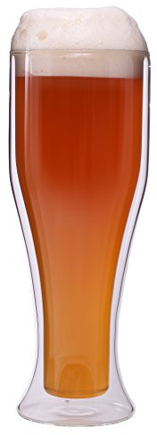 Feelino Vaso de cerveza de trigo de doble pared, 500 ml, cristal térmico, mantiene el frío durante más tiempo, dama trigo