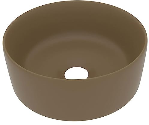 vidaXL Lyxigt runt handfat matt gräddvit 40x15 cm keramik