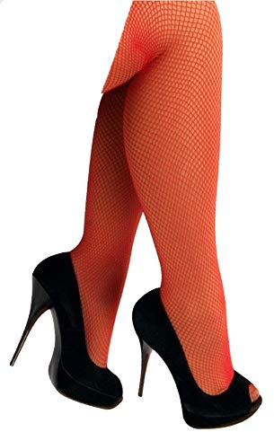 krautwear Damen Strumpfhose Sexy Netzstrumpfhose Hoher Bund Rot Kostüm Fasching (11065-rot)