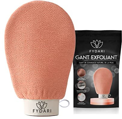 Guanto esfoliante, guanto scrub pelle naturale, guanto crine, guanto Kessa Hammam e Spa, guanto esfoliante corpo, guanto scrub corpo Fydari per uomini e donne
