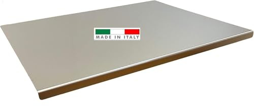 Planche à découper de cuisine en acier inoxydable, en acier inoxydable, plan de travail pour cuisine, bar, restaurant, pétrir pizza pain sucré, fabriqué en Italie, dimensions 50 x 48 cm