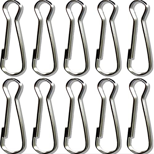 10pcs SIEWAY 2 in Premium Durable — Heavy Duty Stainless Steel Flagpole Holder Accessories — Boat Flag Pole Snaps Hook for — Metal Rust-Proof Spring Lanyard Clip for Shower Curtain Key Chain