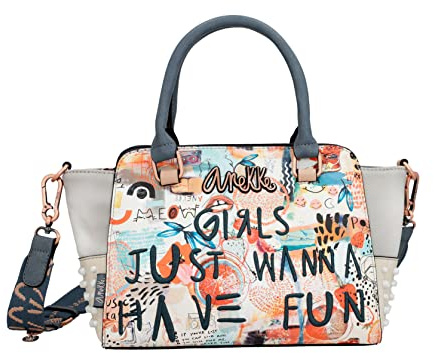Anekke - Bolso Bowling Mujer - Bandolera Grande Polipiel Mujer 2 Asas y Cierre Cremallera - Cartera de Hombro Doble Asa - Colección Fun & Music - Accesorios y Complementos Mujer - 35-26 x 20 x 12 cm