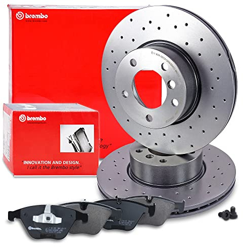 BREMBO XTRA LINE Bremsenset Vorderachse inkl. Gelochte Sport-Bremsscheiben | Kompatibel mit: BMW 3, 3, 3 Cabriolet, 3 Coupe, 3 Touring, X1