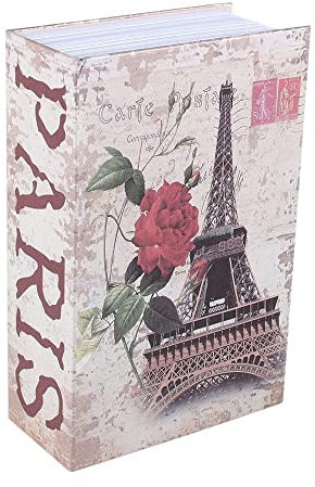 HIULLEN Cassaforte Libro con Serratura a Combinazione, Cassaforte per Libri Segreti, Cassetta Portavalori a Forma di Libri Portatile per Conservare Contanti Gioielleria (Torre Eiffel)
