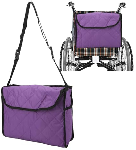 Cyrank Bolsa para Silla de Rueda, Mochila para Silla de Ruedas de Gran Capacidad, Bolsa Auxiliar para Silla de Ruedas Impermeable, Bolsa para Silla de Ruedas para Colgar en la Espalda(Púrpura)