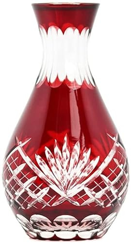 Botella de Vidrio Florero Tallado Artificialmente con Copa de Vino Decantador Azul Rojo (Color : Red, Size : One size) decorate
