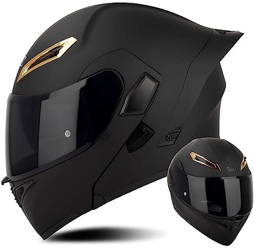 Casque Moto Modulable Double Visière Scooter Chopper ECE Homologué Casque Moto Homme et Femme Casques Intégraux Flip-Up Anti-Collision Casque Integral Modulable pour Locomotive
