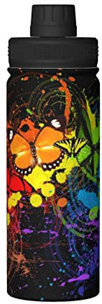 Bouteille d'eau isotherme en acier inoxydable pour sports de plein air - 532 ml - Motif graffiti artistique - Pour homme et femme