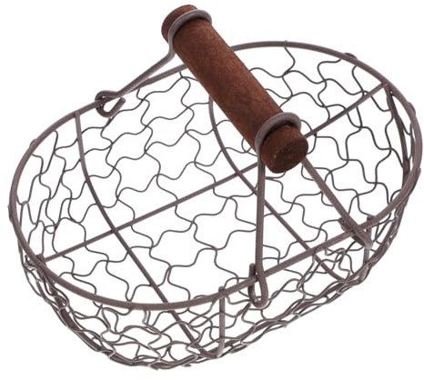 PartyKindom Vintage Wire Basket for Fresh Egg Storage Holder Lightweight and Easy to Clean for Kitchen Dining Living Room Use Grey