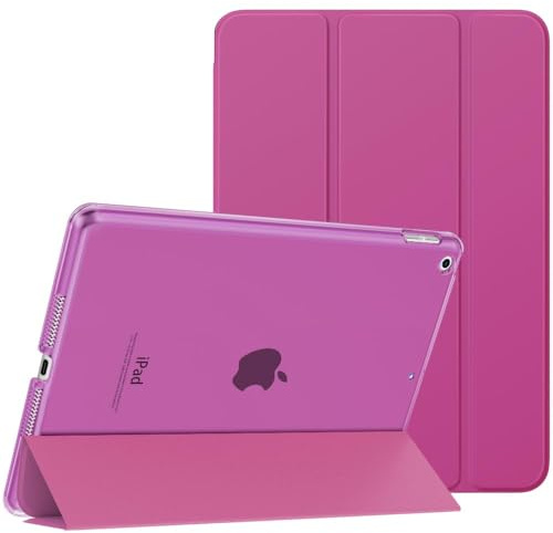 MoKo Smart hülle für iPad 9./8./7. Generation 10,2 Zoll, Himbeere | Ultradünne leichte Schutzhülle mit transluzenter Rückseite und Auto Schlaf/Wach Funktion für iPad 2021/2020/2019