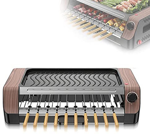 Gril d'intérieur Gril électrique Portable, Barbecues électriques Plancha d'intérieur, Gril de Table électrique en Fonte de Cuisine de Camping