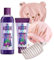 Purple Shampoo & Conditioner For Blonde Hair Care Set -290ml Aussie Shampoo and Conditioner 200ml Vegan Blonde Hydration Bundled with 1 x Detangling Hair Brush 1 x Shower Cap 1 x Hair Drying Cap