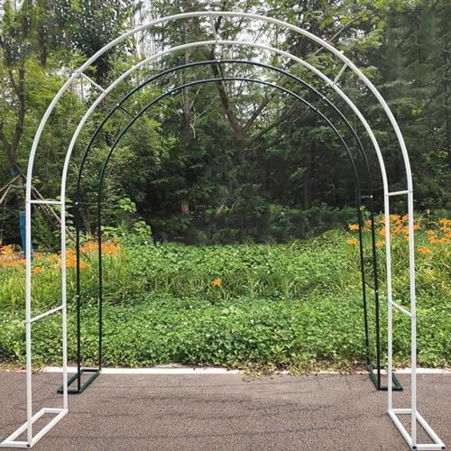 YAVYAV Metall-Gartenlaubenbogen, 2,4 M Hoher Gartenbogen, Hochzeitsbogen Für Drinnen Und Draußen, Für Kletterpflanzen, Unterstützung Für Torbogen, Gartendekoration, Color : Black,