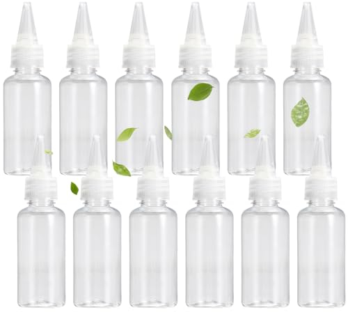 Vueinrg 12 Pezzi 20ml Bottiglia Squeeze di Plastica Bottiglie da Spremere Trasparente Squeeze Bottle con Tappo Vuote Condimento Dispenser per Liquidi Olio Ketchup Senape Maionese Salse