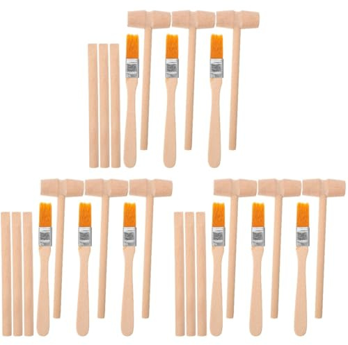 UPKOCH Set di 9 Strumenti per scavo in Legno per Bambini, Set di Attrezzi per scavo per Bambini, Pennello Piccolo, Martello scalpello, Giocattolo educativo, Geografia Rock, Set di geografie di