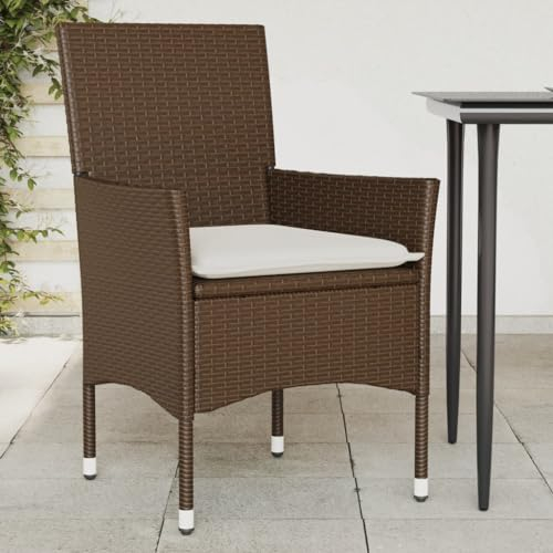 ShGaxin Gartenstühle mit Kissen 2 STK. Braun Poly Rattan, Gartenmöbel, Terrassenstühle, Balkon Sessel, Balkon Stühle, Balkonstuhl, Garten Stühle Für Draussen - 368110