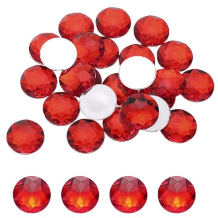 QUARKZMAN 25 Stück Runder Strasssteine Rot, 30x30mm, Glitzersteine zum Basteln und Rhinestones, für DIY Basteln, Perlen, Hochzeit Party, Kostüme, Schmuckherstellung
