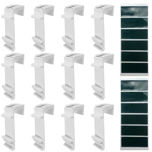 12Pcs Long Clamp Holders for Klemmfix Double Roller Blind Duo Roller Blind for Clamping and Gluing No Drilling as Accessory or Replacement Part for Hanging on PVC Window, Balcony Door