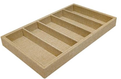 Harilla Brillen-Ausstellungstablett, Brillenbox-Tablett, Aufbewahrungsbrillenhalter, Uhrentablett, 5-Fach-Brillen-Aufbewahrungsbehälter, Brillen-Showtablett, Khakifarbenes Leinen-MDF