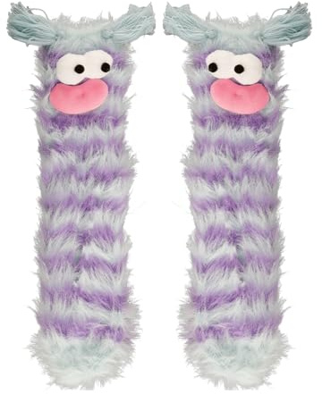 Tabanzhe Fluffy Monster Socks - Funny 3D Winter Socks Coral Velvet Cozy Fuzzy Warmth Gifts for Women & Girls (Purple)