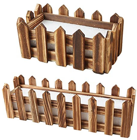 SUPVOX Per Piante Da Recinzione in Legno Fioriera Per Composizioni Floreali Set 2 Vasi Da in Legno (16x8cm 30x7cm) Per Ed Esterni