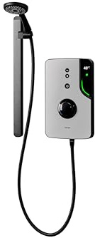 Triton Showers ENlight® | Back to Wall Kit | Thermostatic Electric Shower | 9.5 kW | Smart Shower | Digital Shower | with Black Showerhead & Anti Twist Hose | Grey | Electric Shower Unit